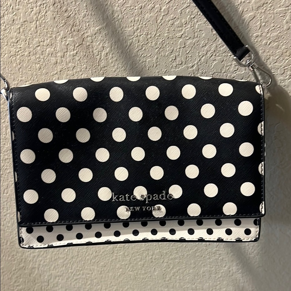 Kate Spade Black and White Crossbody Bag with Polka Dots